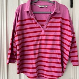 Vineyard Vines Pink Deluxe Polo 3/4 Sleeve - Large